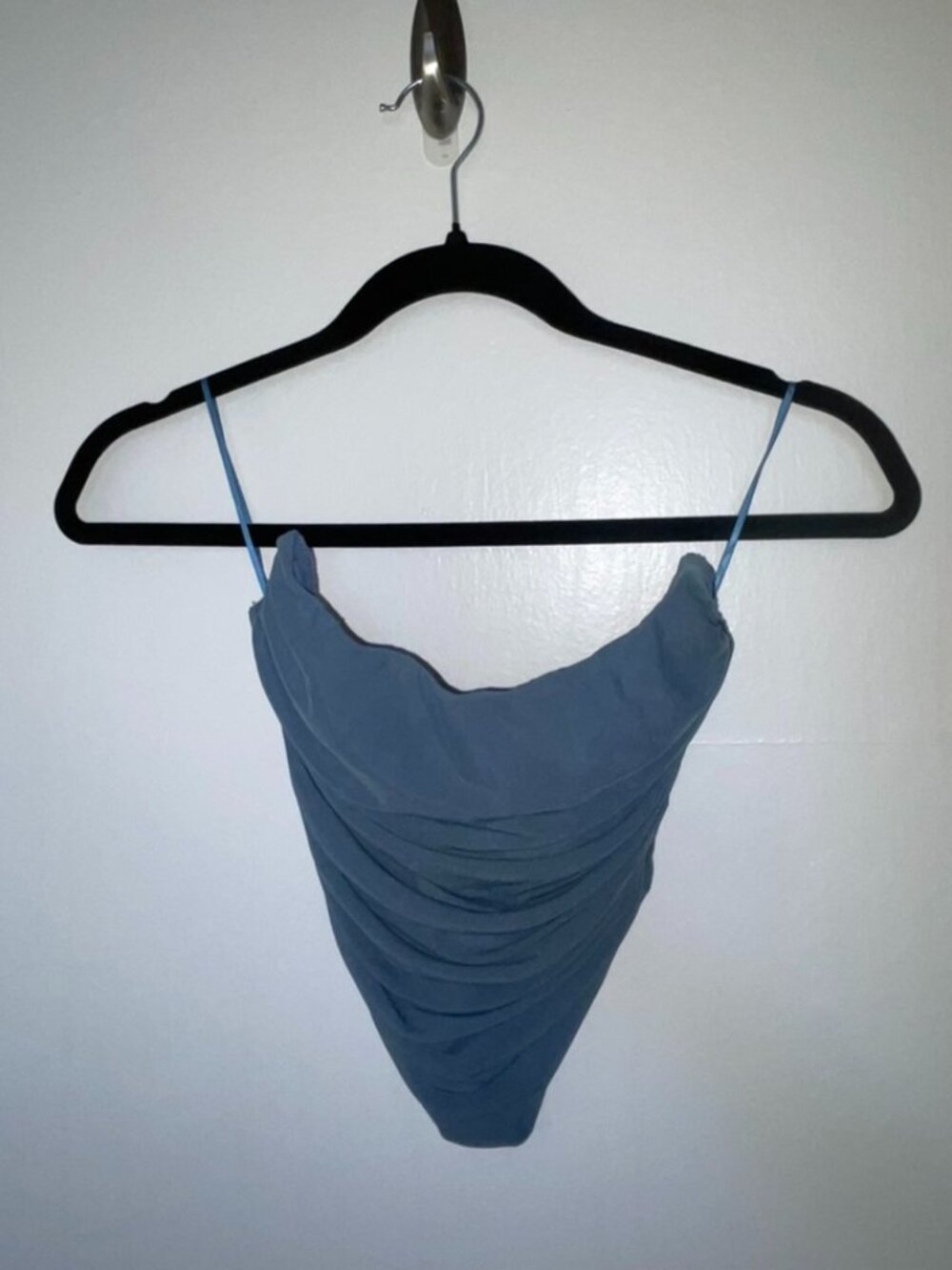 TIC TOC Blue Ruched Mesh Corset Top | Size S